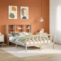 Lit bibliothèque sans matelas 140x190 cm bois de pin massif
