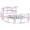 Lit bibliothèque sans matelas 140x190 cm bois de pin massif