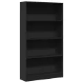Bibliothèque noir 80x24x143 cm bois d'ingénierie