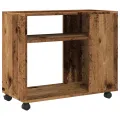Table d'appoint avec roues vieux bois bois d'ingénierie