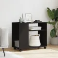 Table d'appoint avec roues noir 70x35x60 cm bois d'ingénierie