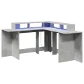 Bureau et lumières LED gris béton 152x152x91cm bois ingénierie