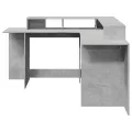 Bureau et lumières LED gris béton 152x152x91cm bois ingénierie