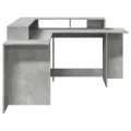 Bureau et lumières LED gris béton 152x152x91cm bois ingénierie