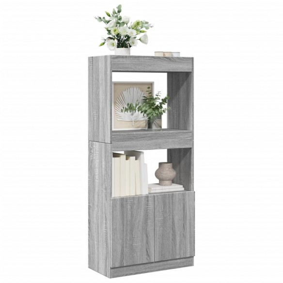 Buffet haut sonoma gris 63x33x140 cm bois d'ingénierie