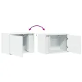 Tables de chevet murales avec lumières LED 2 pcs blanc