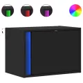 Tables de chevet murales avec lumières LED 2 pcs noir