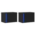 Tables de chevet murales avec lumières LED 2 pcs noir
