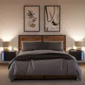 Tables de chevet murales avec lumières LED 2 pcs noir