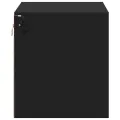 Tables de chevet murales avec lumières LED 2 pcs noir