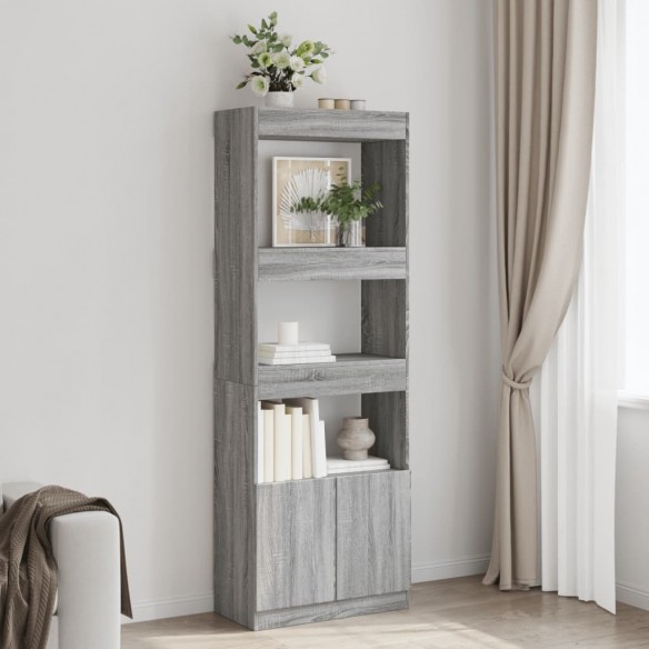 Buffet haut 63x33x180 cm sonoma gris bois d'ingénierie