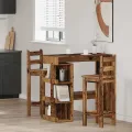 Table de bar étagère de rangement vieux bois 100 x 48 x 101,5cm