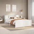 Lit bibliothèque sans matelas blanc 160x200 cm bois pin massif