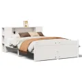 Lit bibliothèque sans matelas blanc 160x200 cm bois pin massif