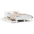 Cadre de lit sans matelas blanc 140x200 cm bois de pin massif