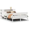 Lit bibliothèque sans matelas blanc 160x200 cm bois pin massif