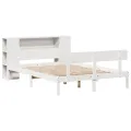 Lit bibliothèque sans matelas blanc 160x200 cm bois pin massif