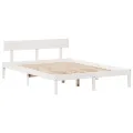 Lit bibliothèque sans matelas blanc 160x200 cm bois pin massif
