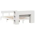Lit bibliothèque sans matelas blanc 160x200 cm bois pin massif