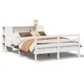 Lit bibliothèque sans matelas blanc 160x200 cm bois pin massif