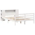 Lit bibliothèque sans matelas blanc 160x200 cm bois pin massif