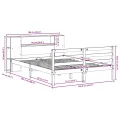 Lit bibliothèque sans matelas blanc 160x200 cm bois pin massif