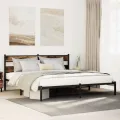 Cadre de lit en métal sans matelas chêne fumé 180x200 cm
