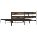 Cadre de lit en métal sans matelas chêne fumé 180x200 cm