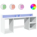Bureau avec lumières LED blanc 200x55x91 cm bois d'ingénierie