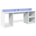 Bureau avec lumières LED blanc 200x55x91 cm bois d'ingénierie