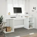 Bureau avec lumières LED blanc 200x55x91 cm bois d'ingénierie