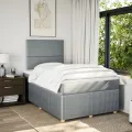 cadre de lit et matelas gris clair 120x190 cm tissu