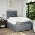 cadre de lit et matelas gris clair 120x190 cm tissu