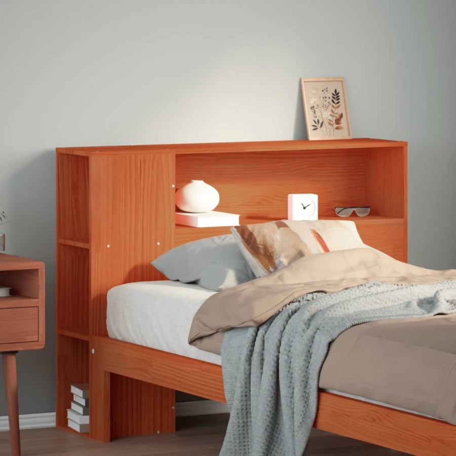 Tête de lit avec rangement cire marron 100cm bois massif de pin