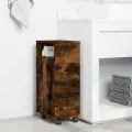 Meuble étroit de salle de bain à roulettes chêne fumé