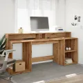 Bureau avec lumières LED chêne artisanal bois d'ingénierie