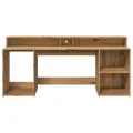 Bureau avec lumières LED chêne artisanal bois d'ingénierie