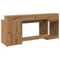Bureau avec lumières LED chêne artisanal bois d'ingénierie