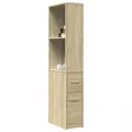 Armoire de salle de bain étroite avec roulettes chêne sonoma