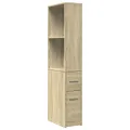 Armoire de salle de bain étroite avec roulettes chêne sonoma