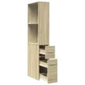 Armoire de salle de bain étroite avec roulettes chêne sonoma