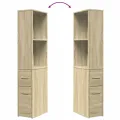 Armoire de salle de bain étroite avec roulettes chêne sonoma