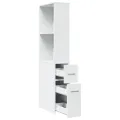 Armoire de salle de bain étroite avec roulettes blanc
