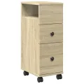 Meuble étroit de salle de bain à roulettes chêne sonoma