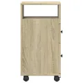 Meuble étroit de salle de bain à roulettes chêne sonoma