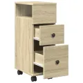 Meuble étroit de salle de bain à roulettes chêne sonoma