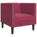 Fauteuil Chesterfield rouge bordeaux velours