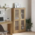 Buffet haut chêne artisanal 82,5x30,5x150 cm bois d'ingénierie