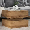 Table basse avec lumières LED chêne artisanal 50x50x40 cm