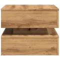 Table basse avec lumières LED chêne artisanal 50x50x40 cm